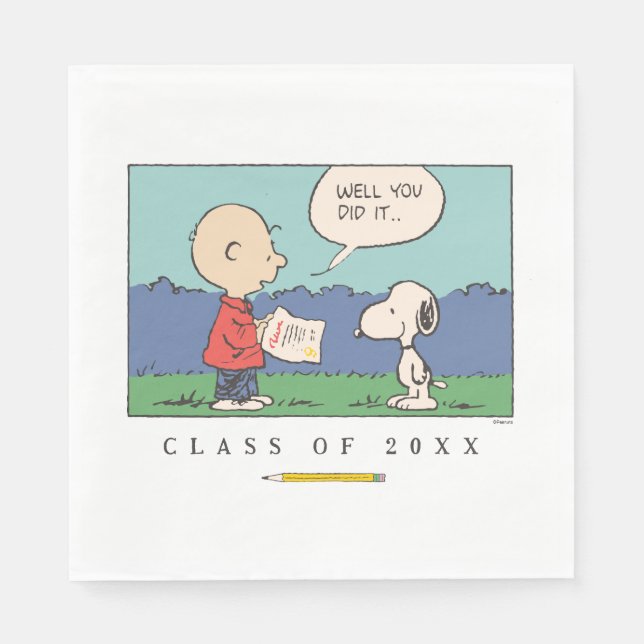 Peanuts Charlie Brown Snoopy Well You Did It Grad Napkin (Front)