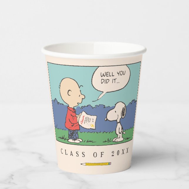 Peanuts Charlie Brown Snoopy Well You Did It Grad Paper Cups (Left)