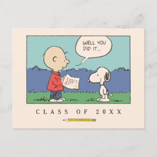 Peanuts Charlie Brown Snoopy Well You Did It Grad Postcard