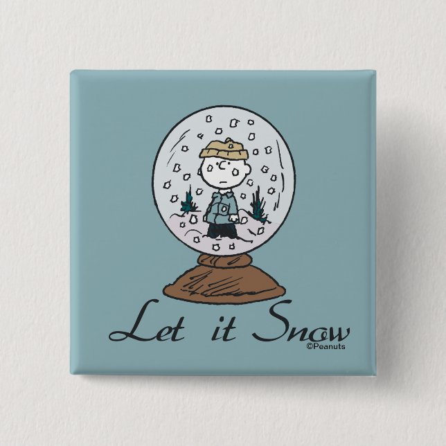 Peanuts | Charlie Brown Snow Globe 15 Cm Square Badge (Front)