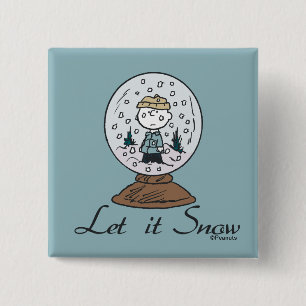 Peanuts Charlie Brown Snow Globe 15 Cm Square Badge