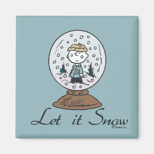 Peanuts   Charlie Brown Snow Globe Magnet