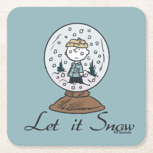 Peanuts Charlie Brown Snow Globe Square Paper Coaster