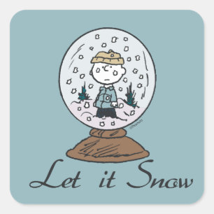 Peanuts Charlie Brown Snow Globe Square Sticker