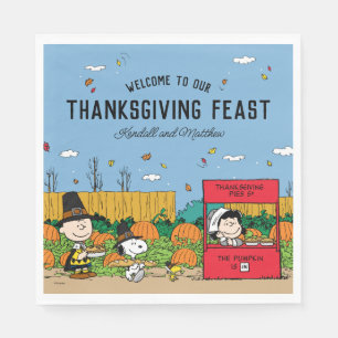 Peanuts Charlie Brown Thanksgiving Add Name Napkin