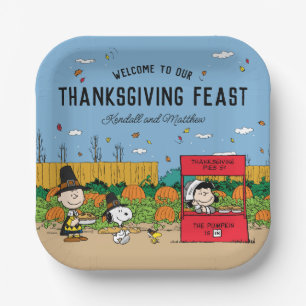 Peanuts   Charlie Brown Thanksgiving Add Your Name Paper Plate