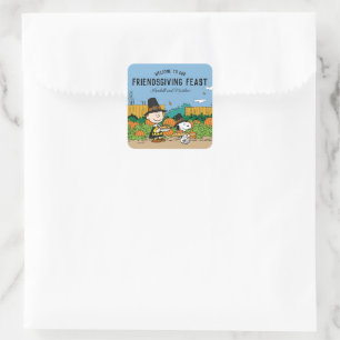 Peanuts   Charlie Brown Thanksgiving Add Your Name Square Sticker