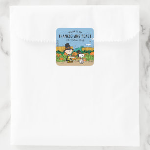 Peanuts   Charlie Brown Thanksgiving Add Your Name Square Sticker