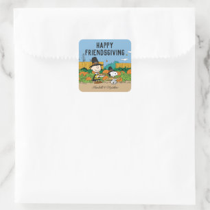Peanuts   Charlie Brown Thanksgiving Add Your Name Square Sticker
