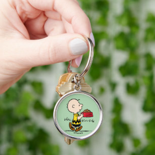 Peanuts Charlie Brown with Snoopy's Dish Key Ring
