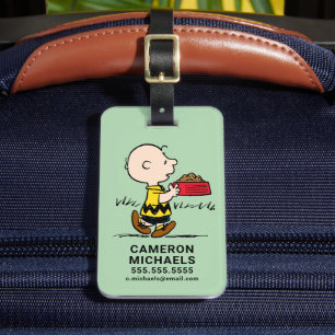 Peanuts   Charlie Brown with Snoopy's Dish Luggage Tag