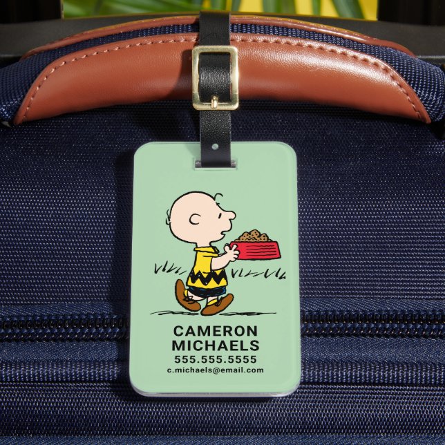 Peanuts | Charlie Brown with Snoopy's Dish Luggage Tag (Front Insitu 2)