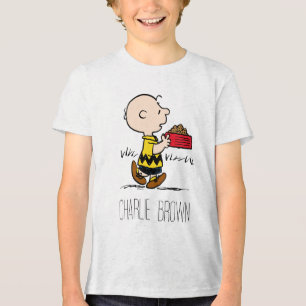 Peanuts   Charlie Brown with Snoopy's Dish Tri-Blend Shirt
