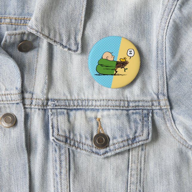 Peanuts | Charlie Brown & Woodstock Half & Half 6 Cm Round Badge (In Situ)