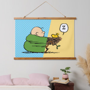 Peanuts Charlie Brown & Woodstock Half & Half Hanging Tapestry