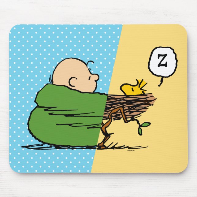 Peanuts | Charlie Brown & Woodstock Half & Half Mouse Mat (Front)