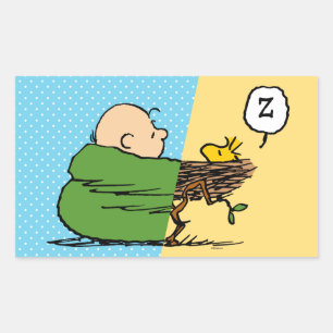 Peanuts   Charlie Brown & Woodstock Half & Half Rectangular Sticker