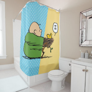 Peanuts   Charlie Brown & Woodstock Half & Half Shower Curtain