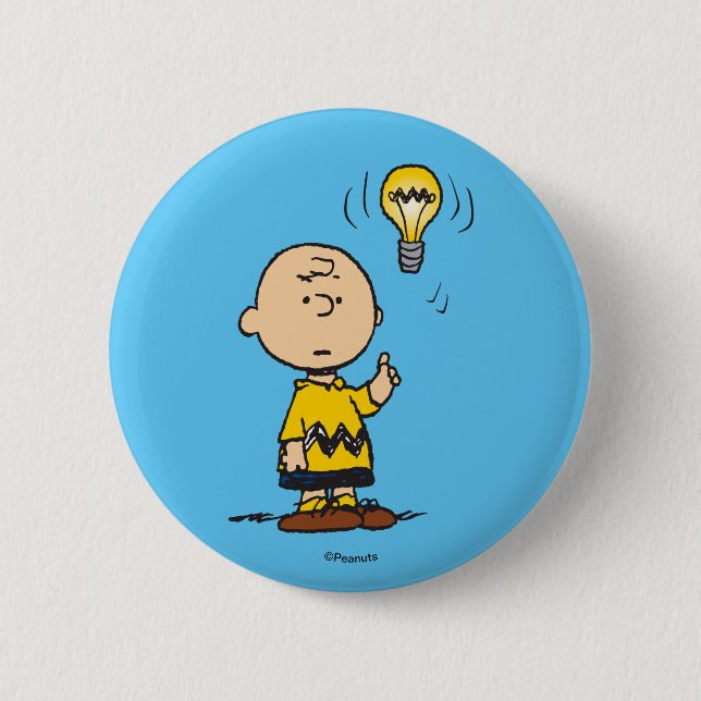 Peanuts | Charlie Brown's Light Bulb Idea 6 Cm Round Badge (Front)