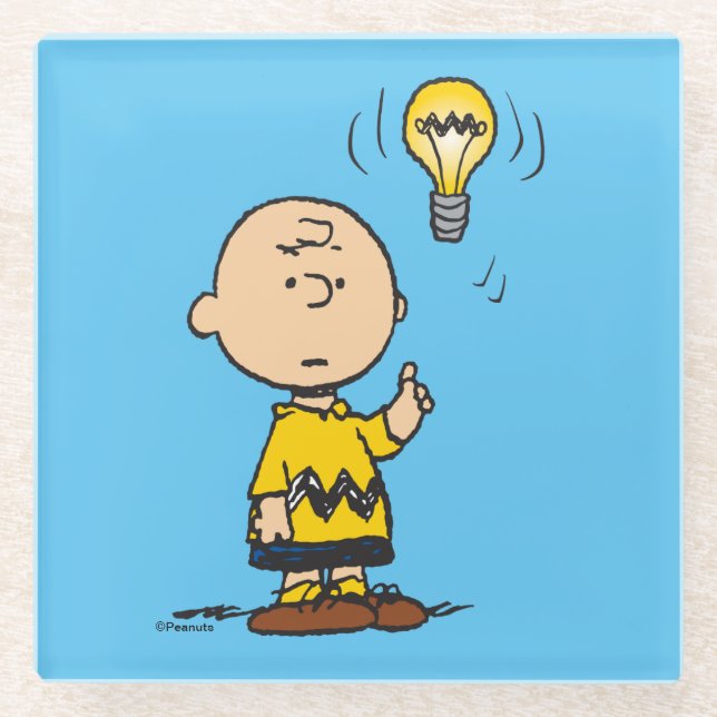 Peanuts | Charlie Brown's Light Bulb Idea Glass Coaster (Front)