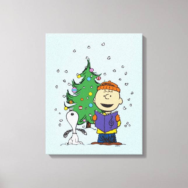 Peanuts | Christmas Caroling Canvas Print (Front)