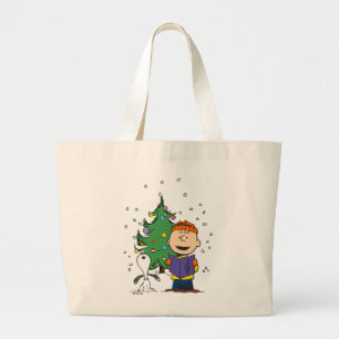 Peanuts   Christmas Caroling Large Tote Bag