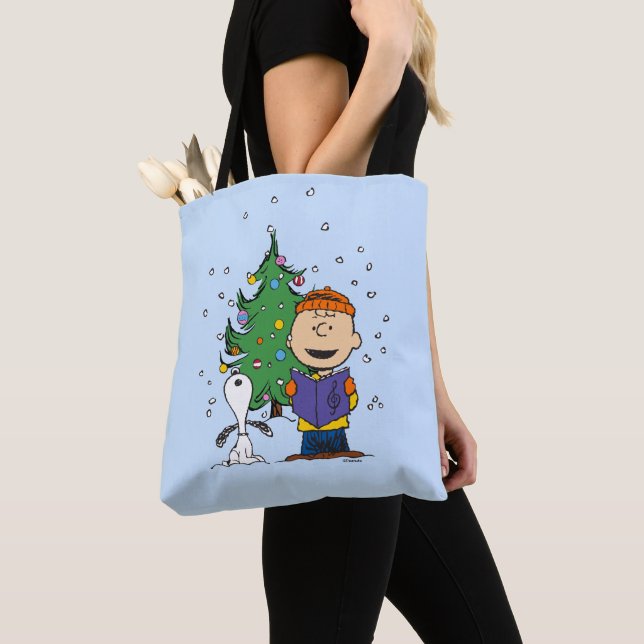 Peanuts | Christmas Caroling Tote Bag (Close Up)