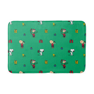 Peanuts Christmas Gift Giving Pattern Bath Mat