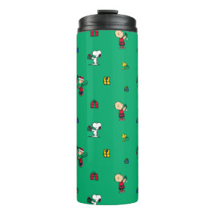 Peanuts   Christmas Gift Giving Pattern Thermal Tumbler