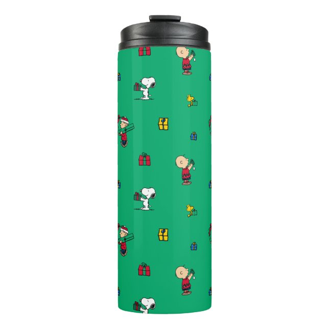 Peanuts | Christmas Gift Giving Pattern Thermal Tumbler (Front)