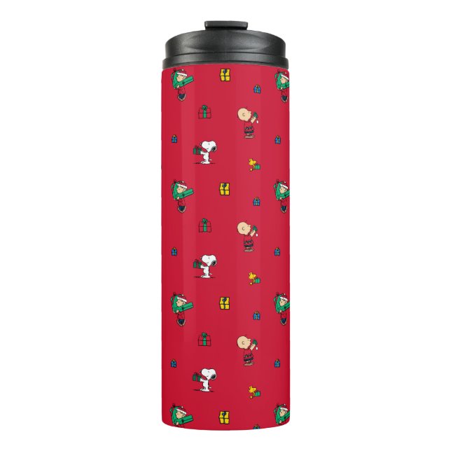 Peanuts | Christmas Gift Giving Red Thermal Tumbler (Front)