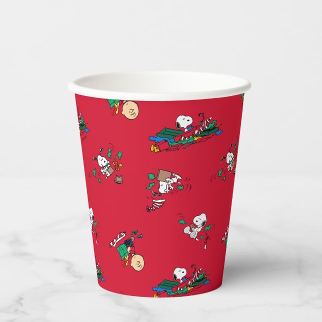 Peanuts | Christmas Gift Wrapping Pattern Paper Cups (Front)