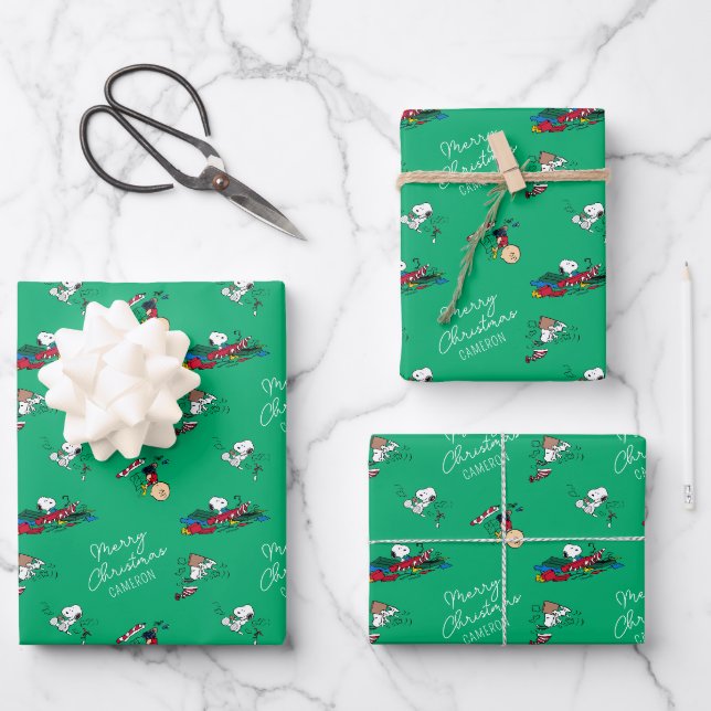 Peanuts | Christmas Gift Wrapping Pattern Paper Sheet (Front)