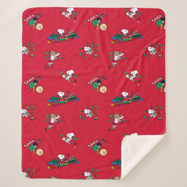 Peanuts | Christmas Gift Wrapping Pattern Sherpa Blanket (Front)
