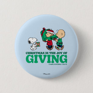 Peanuts Christmas is the Joy of Giving 6 Cm Round Badge