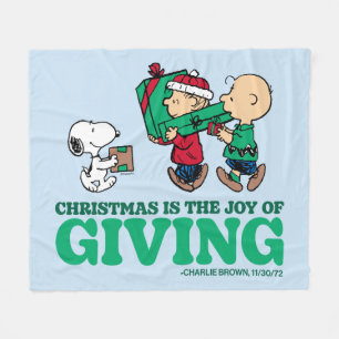 Peanuts   Christmas is the Joy of Giving Fleece Blanket