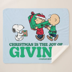 Peanuts   Christmas is the Joy of Giving Sherpa Blanket