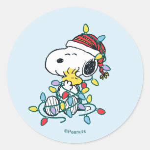 Peanuts Christmas Love and Lights Classic Round Sticker