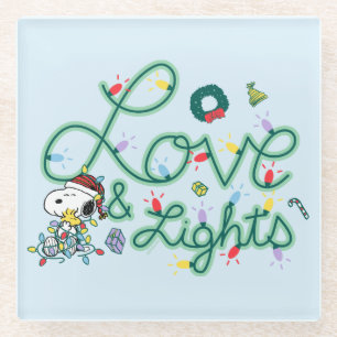 Peanuts Christmas Love and Lights Glass Coaster