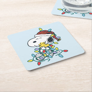Peanuts Christmas Love and Lights Square Paper Coaster