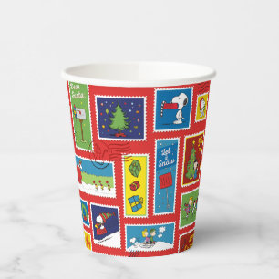 Peanuts Christmas Postage Stamps Pattern Paper Cups