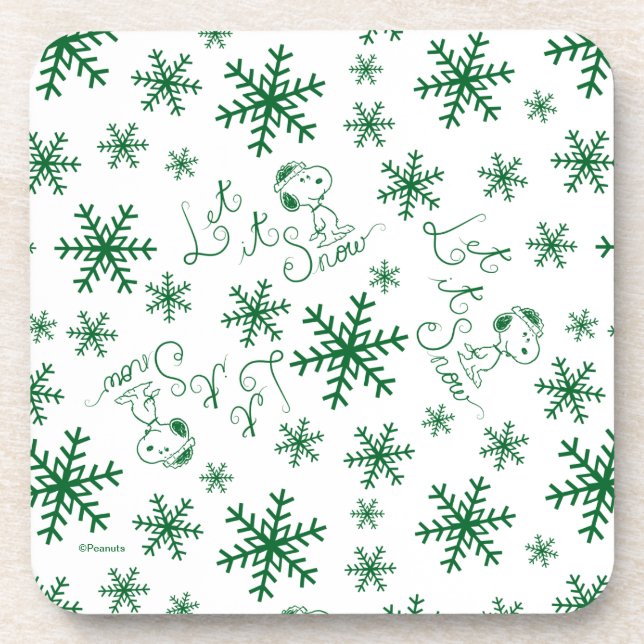 Peanuts | Christmas Snoopy Let It Snow Pattern Coaster (Front)