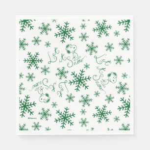 Peanuts Christmas Snoopy Let It Snow Pattern Napkin