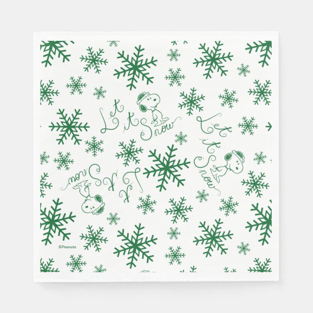 Peanuts | Christmas Snoopy Let It Snow Pattern Napkin (Front)