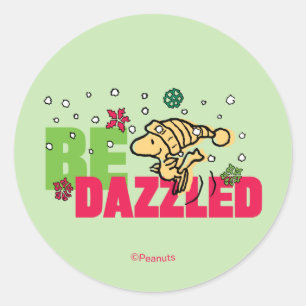 Peanuts   Christmas Woodstock Be Dazzled Classic Round Sticker