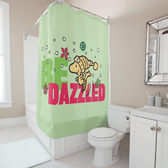 Peanuts | Christmas Woodstock Be Dazzled Shower Curtain (In Situ)