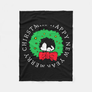 Peanuts Christmas Wreath  Fleece Blanket