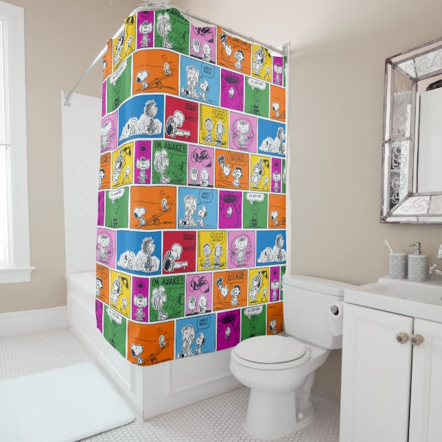 PEANUTS | Classic Comic Pattern Shower Curtain (In Situ)
