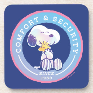 Peanuts   Comfort & Security Badge Blue Coaster