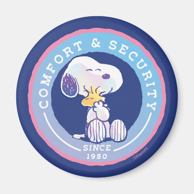 Peanuts | Comfort & Security Badge Blue Magnet (Front)